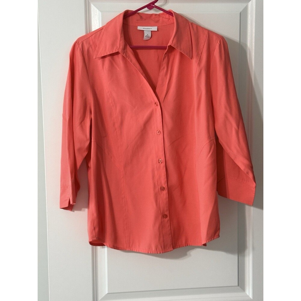 Dressbarn Women’s Blouse | Coral | XL | 3/4 Sleeve | Button | V-Notch Cuff
